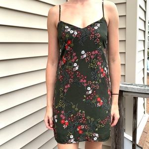 New Love Fire Olive Floral Dress, With A Slip